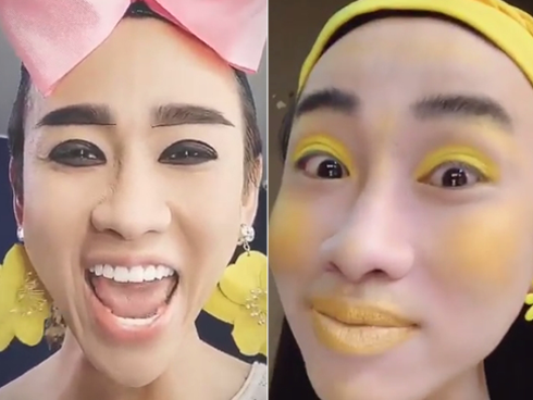 Hải Triều chào buổi sáng với khuôn mặt trang điểm vàng khè khiến fan vừa giật mình vừa buồn cười