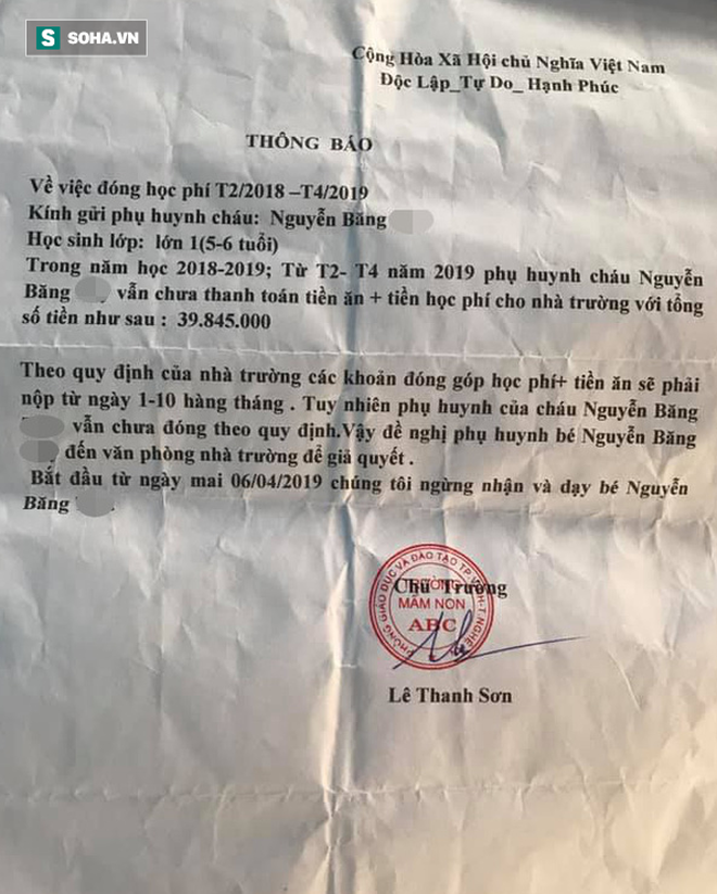 Xôn xao thông tin bé 5 tuổi bị trường mầm non đuổi học vì nợ gần 40 triệu tiền học phí-2