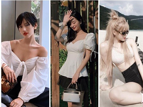 Cùng lăng-xê áo tay bồng khoét ngực sâu hút, Jun Vũ ghi điểm - Khánh Linh lộ thân hình gầy guộc đáng lo