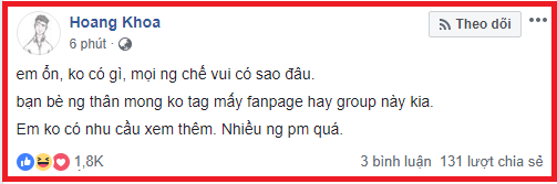 Giữa tâm bão người yêu tin đồn bị nghi lộ clip nóng, PewPew bất ngờ đăng status: Em ổn, không có gì-2