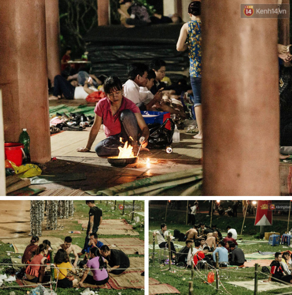 Chùm ảnh: Du khách thuê bạt 150k/đêm nằm ngủ la liệt ngoài trời, xung quanh những thùng rác thải chất đống tại đền Hùng-5