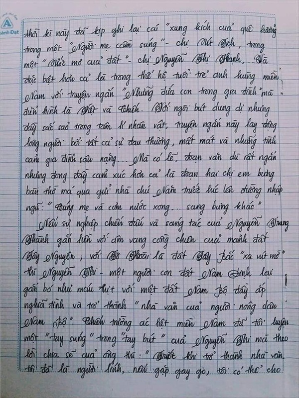 Bài văn 9.5 điểm xuất sắc từ nội dung đến chữ viết, khiến giáo viên bất lực khi viết lời phê-2