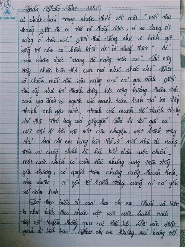 Bài văn 9.5 điểm xuất sắc từ nội dung đến chữ viết, khiến giáo viên bất lực khi viết lời phê-9