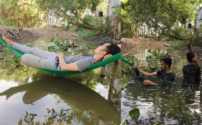 Trưa hè nóng bức, thanh niên mắc võng trên ao nằm nghỉ và cái kết đau thương-1