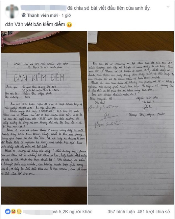 Lần đầu đi học muộn, nữ sinh chuyên Văn viết bản kiểm điểm 2 mặt giấy đầy tự sự và biểu cảm-1