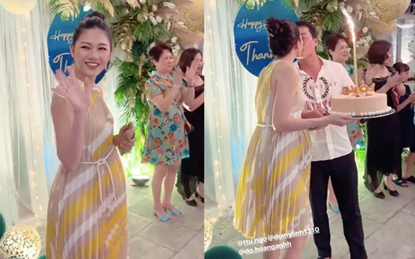 Á hậu Thanh Tú lộ bụng bầu khệ nệ trong tiệc sinh nhật xa hoa tại biệt thự riêng-1