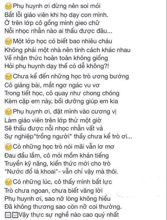 Thêm một bài thơ trách nhẹ phụ huynh đừng đổ hết lên đầu thầy cô, đừng coi thường nghề giáo-2