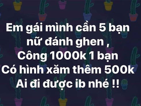 Thấy thông tin lập hội đi đánh ghen, xăm trổ được trả thêm 500k, chị em nô nức rủ nhau đi