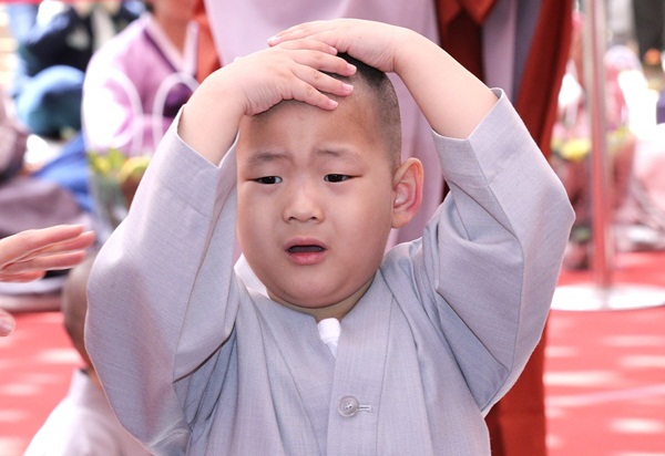 Loạt sắc thái đáng yêu hết nấc của các chú tiểu trong ngày xuống tóc đón lễ Phật Đản ở Hàn Quốc-4