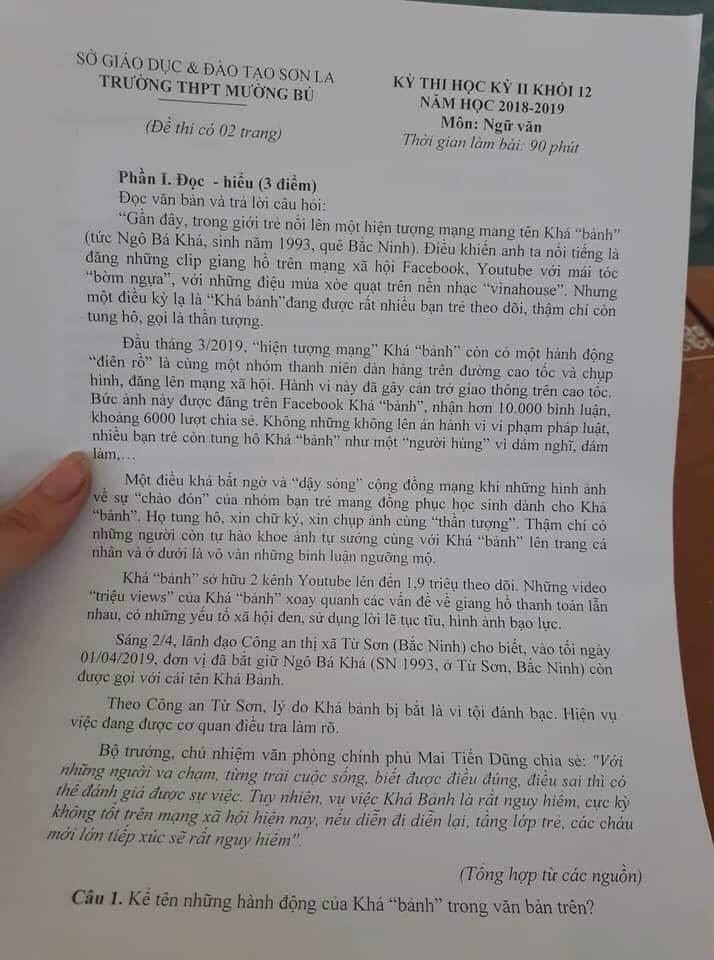 Khá ‘Bảnh’ lại vào đề thi Ngữ văn, nhiều giáo viên lắc đầu ngao ngán-1