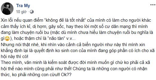 Bị dân mạng nói não tàn, diễn viên Trà My vẫn khẳng định không sinh con là một việc làm giúp ích cho xã hội-2