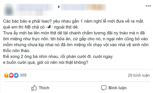 Lần đầu ra mắt bạn gái đã ôm bụng nôn thốc nôn tháo, bố mẹ vội vàng giục cưới nhưng sự thật lại trớ trêu thế này-1