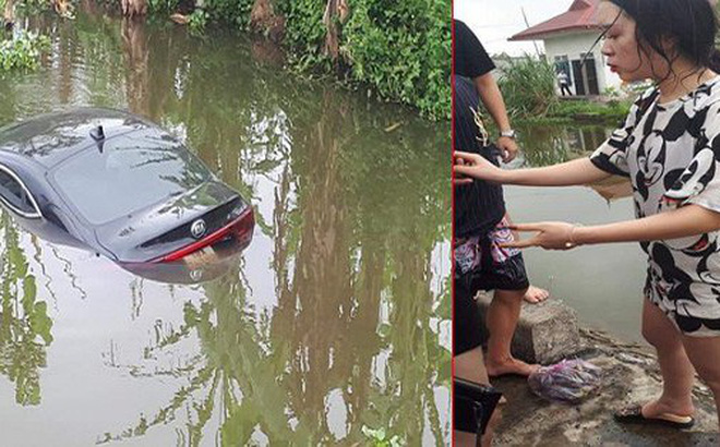 Đạp nhầm chân ga, nữ tài xế xinh đẹp và 4 người lao xuống mương ở Nam Định-1