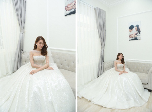 Ngắm bộ váy cưới Lọ Lem trị giá 400 triệu của Lê Hà, nhưng dân tình lại mê mẩn bộ váy trắng của công chúa tí hon bên cạnh cô-3