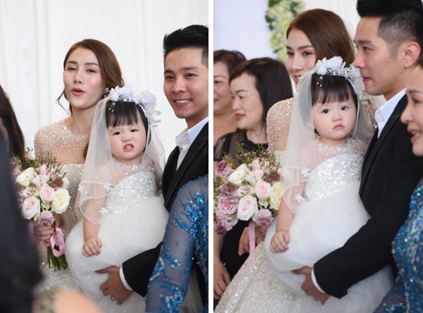 Ngắm bộ váy cưới Lọ Lem trị giá 400 triệu của Lê Hà, nhưng dân tình lại mê mẩn bộ váy trắng của công chúa tí hon bên cạnh cô-7
