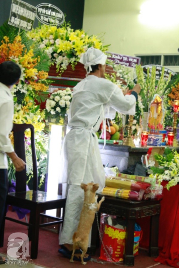 Hình ảnh hiếm hoi của người con trai thứ 2 nhà cố nghệ sĩ Lê Bình, không nói chuyện với ai ngồi bần thần lặng lẽ bên linh cữu cha-4