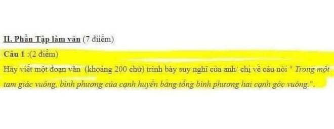 Đề thi Văn oái ăm bắt nêu cảm nhận về định lý Pitago, nhưng bài làm của học sinh mới là thứ khiến dân mạng quỳ gối xin hàng-1
