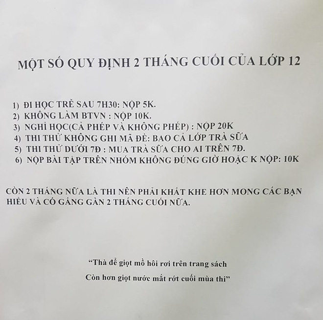 Bảng nội quy dành riêng cho mùa thi khiến các sĩ tử khóc ròng vì khả năng càn quét sạch ví tiền quá khủng-1