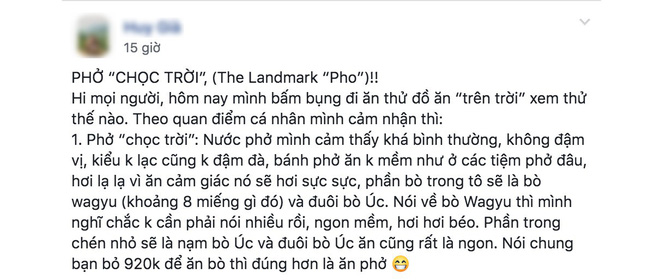 Đã có người dám thử phở 920k và đây là nhận xét sau khi ăn bát phở chọc trời-5