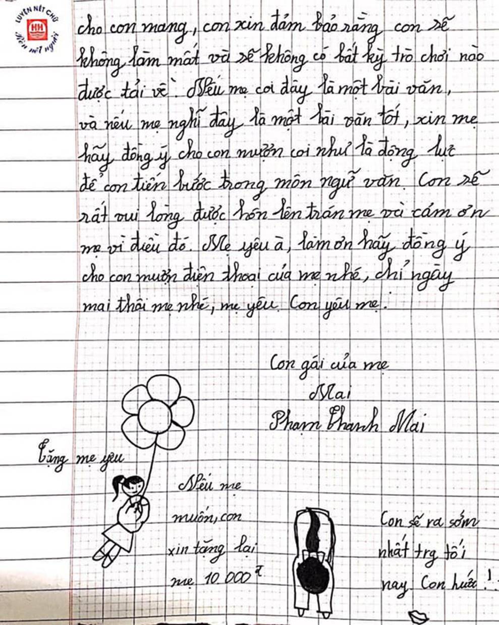 Bị cấm dùng điện thoại, bé gái lớp 7 viết thư thuyết phục mẹ: Xin hãy đọc hết!-2