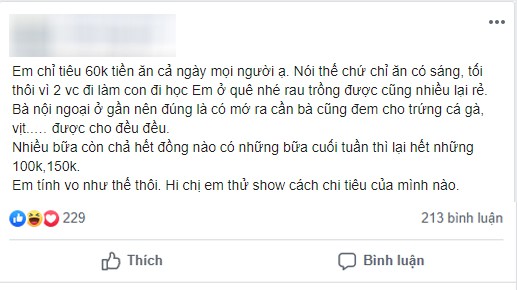 Mẹ trẻ chi 60k tiền ăn mỗi ngày bị ném đá tơi tả, nhưng cô khoe thành quả nhờ tiết kiệm lại khiến chị em im re-1