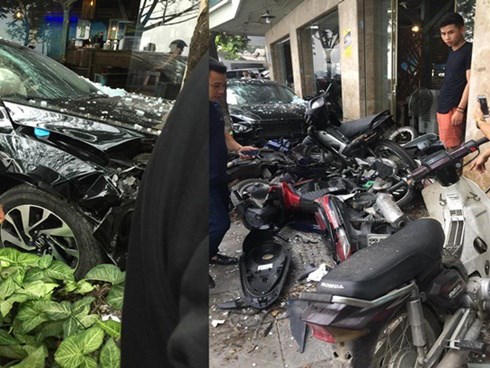 Hiện trường vụ 'xe điên' lao vỉa hè đâm nát 6 xe máy trên phố Hà Nội