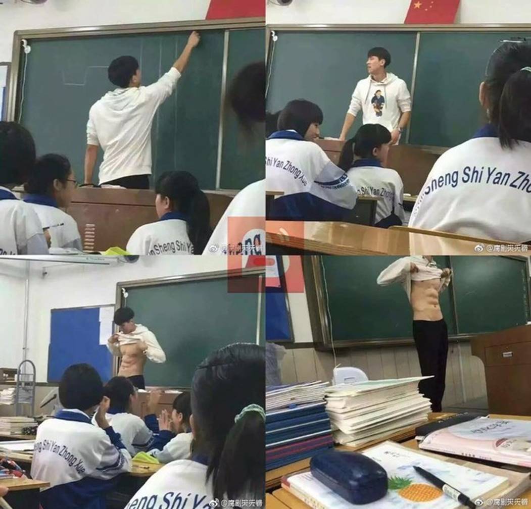 Thầy giáo vén áo khoe cơ bụng đốt mắt ngay trên bục giảng, lý lịch thật còn khiến chị em phát cuồng hơn-1