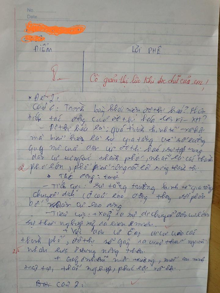 Làm bài kiểm tra chữ xấu hơn gà bới, cô giáo phê một câu cực đắt khiến học sinh phải tự thấy xấu hổ-1