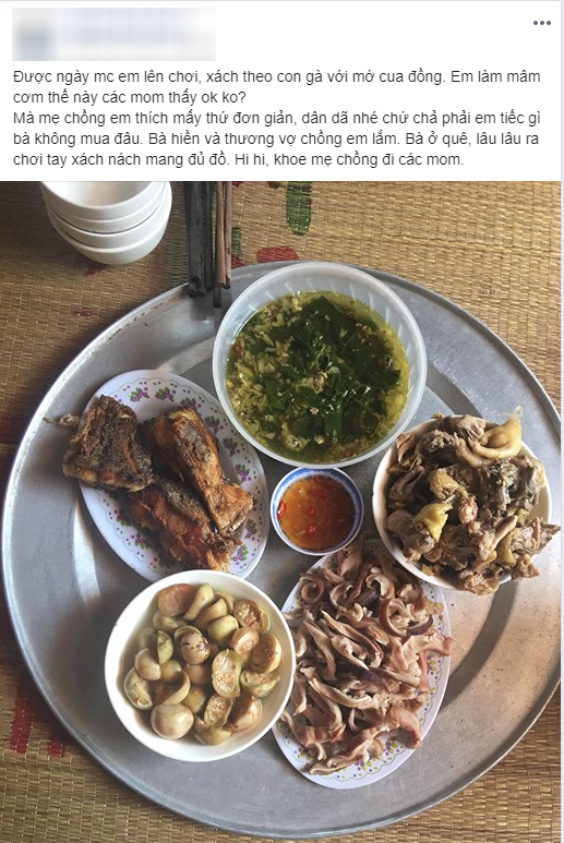 Khoe mâm cơm đầy ú ụ đãi mẹ chồng, nàng dâu bị chị em mắng cho khi soi tới đôi đũa, cái mâm-1