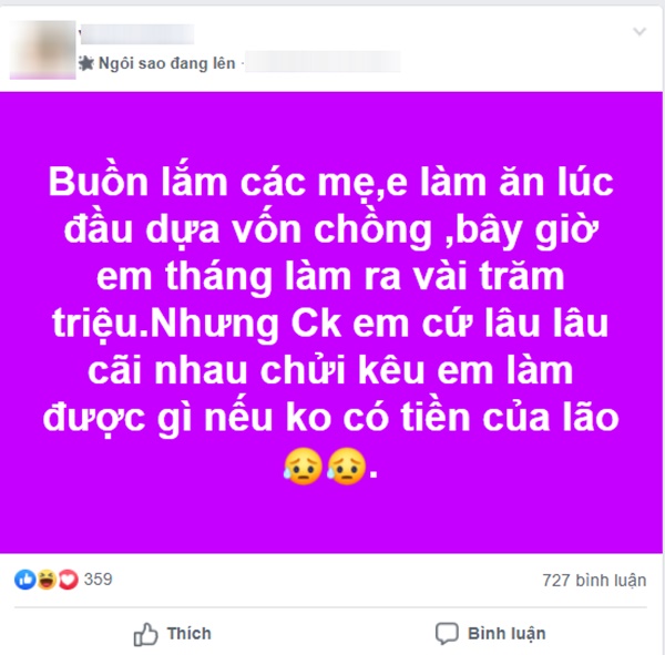 Vợ trẻ lên than kiếm vài trăm triệu mỗi tháng chồng vẫn hạnh họe, ai ngờ lại bị hội chị em mỉa mai thế này-1