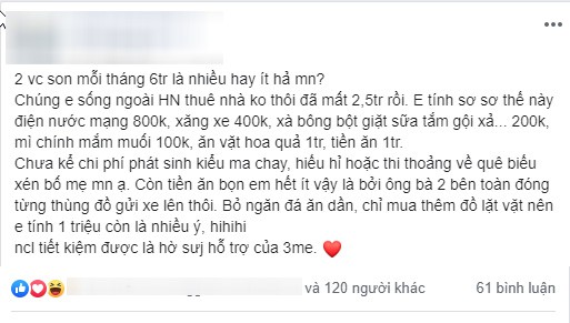 Vợ chồng son sống giữa thủ đô ăn tiêu thả phanh chỉ hết 6 triệu/tháng, tiết lộ bí quyết cực bất ngờ-1