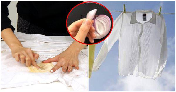 Vết bẩn cứng đầu” đến mấy cứ dùng hành tây áo trắng tinh sạch sẽ, mạnh hơn cả thuốc tẩy-1