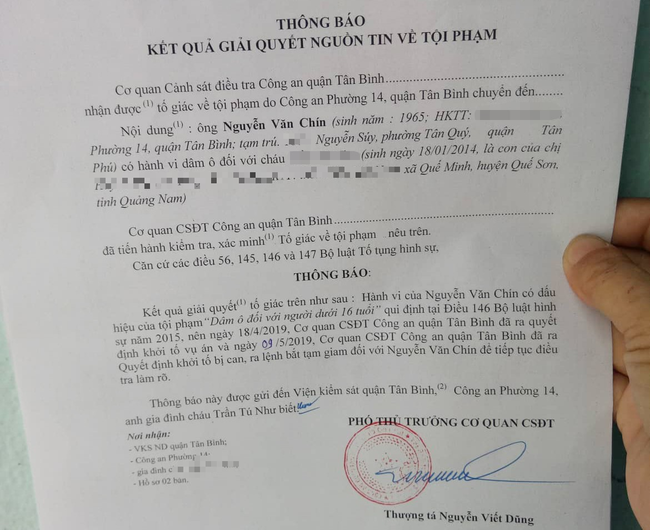 Tạm giam gã xe ôm 60 tuổi sàm sỡ bé gái 5 tuổi tại phòng trọ sau gần 1 tháng người mẹ làm đơn tố cáo-3