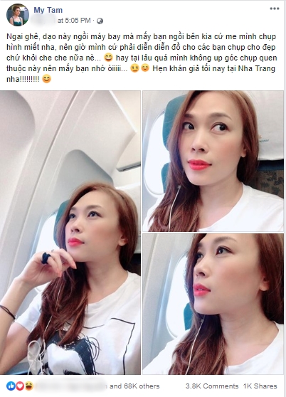 Phản ứng của Mỹ Tâm khi bị rình chụp trộm trên máy bay khiến fan nghi ngờ cô bị hack Facebook-1
