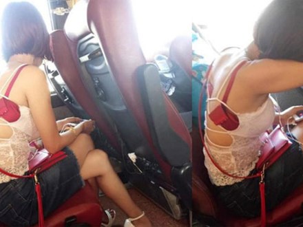 Ngồi trên xe khách, người phụ nữ có cách ăn mặc khiến tất cả phải “đỏ mặt” quay đi