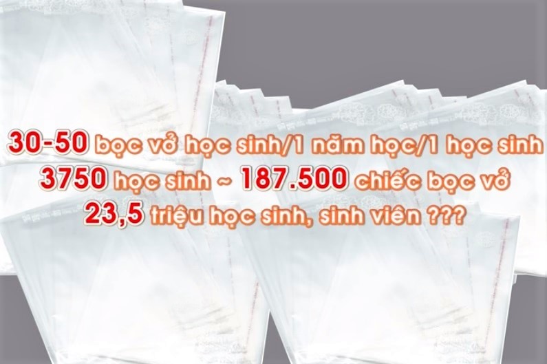 Học sinh lớp 5 kêu gọi không dùng nilon để bọc vở-1