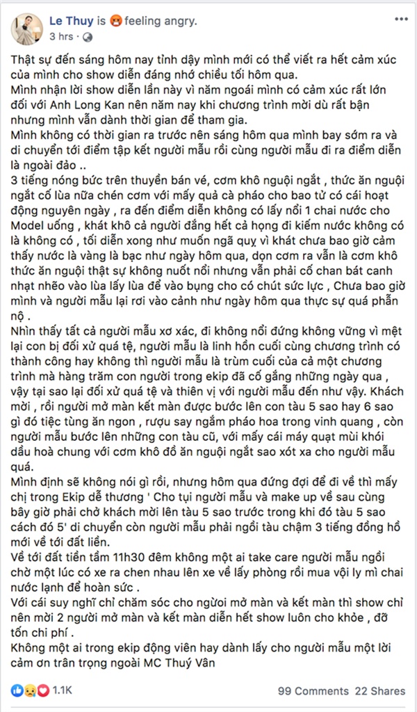 Dàn mẫu Việt đồng loạt tố bị BTC Fashion Voyage cho ăn cơm tù, đi tàu chợ khi diễn show trong cái nóng hơn 40 độ C-1