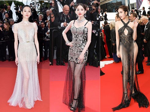 Cùng diện váy xuyên thấu 'chặt chém' Cannes: Cổ Lực Na Trát - Hề Mộng Dao đẹp xuất sắc, nhìn sang Ngọc Trinh chỉ biết thở dài