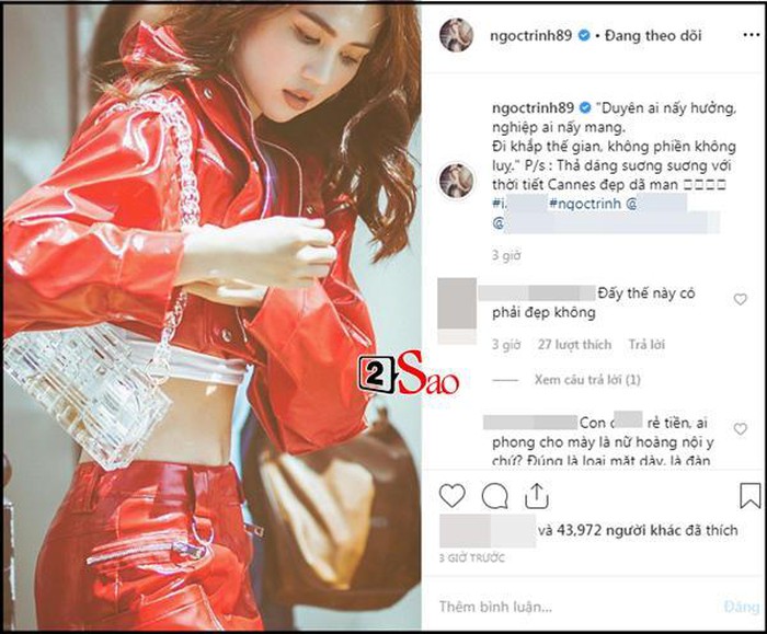 Bị đồng nghiệp lên án mặc lố bịch ở Cannes, Ngọc Trinh phản đòn: Duyên ai nấy hưởng, nghiệp ai nấy mang-6