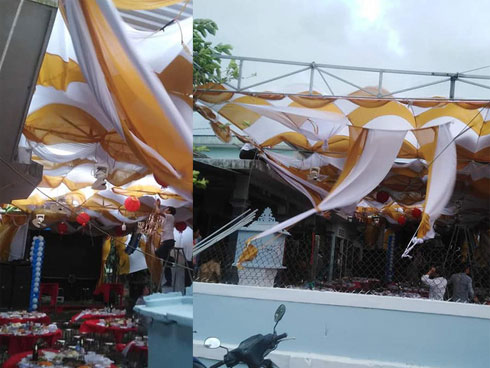 Mưa giông thổi bay rạp cưới, ai nhìn vào cũng xót xa vì khung cảnh tan hoang-1