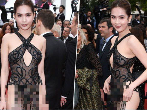 Ngọc Trinh tiếp tục hở bạo ở Cannes với áo xuyên thấu như nội y-8