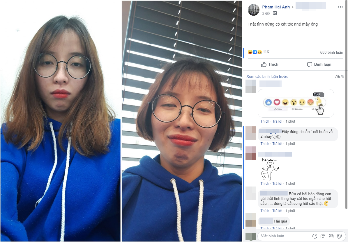 Gái xinh nhận về kết quả thê thảm khi cắt tóc vì thất tình, dân mạng chép miệng: Thấy cũng tội mà thôi vẫn cười!-1