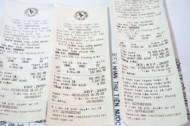 Tây Ninh: Tá hỏa với hóa đơn tiền nước hơn 33 triệu đồng-2