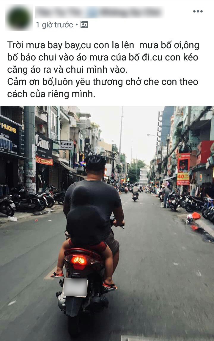 Bức ảnh gây sốt MXH trong một chiều mưa mùa Hạ: Bố luôn yêu thương và che chở cho con theo cách của riêng mình-1