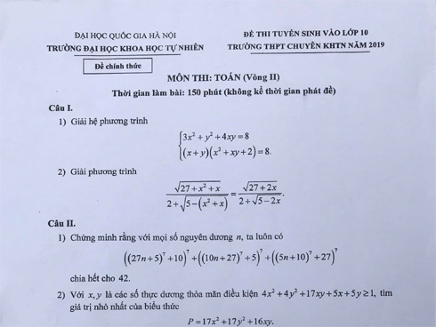 Đề thi Toán chuyên vào lớp 10 trường Phổ thông Năng khiếu có sai sót-2