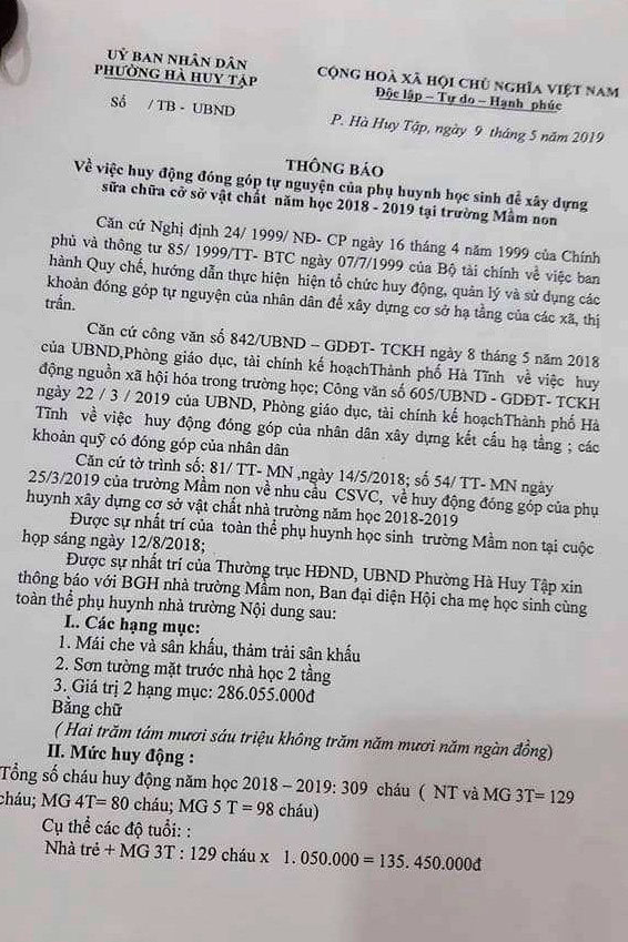 Học sinh ở Hà Tĩnh bị ép nộp tiền xây dựng cuối năm-3