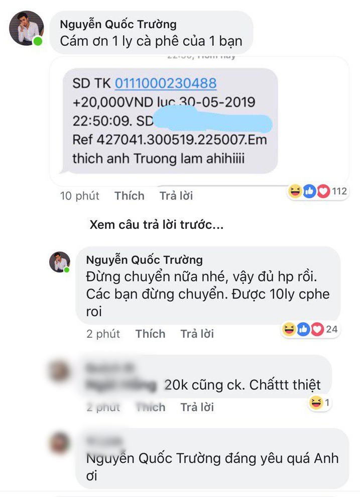 Thả thính” nếu được mời có thể đi cà phê cùng, Quốc Trường ái ngại khi liên tục được fan chuyển khoản nóng-2