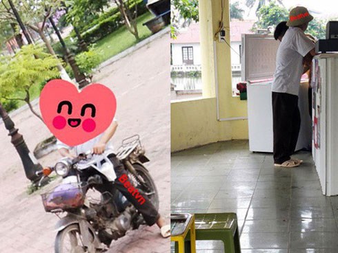 Người cha đi xe máy
