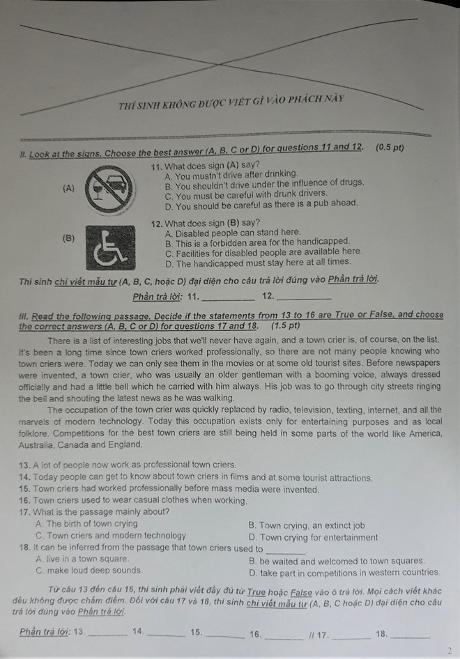 Thí sinh phản ánh đề thi Tiếng Anh vào lớp 10 tại TP.HCM sai sót-2