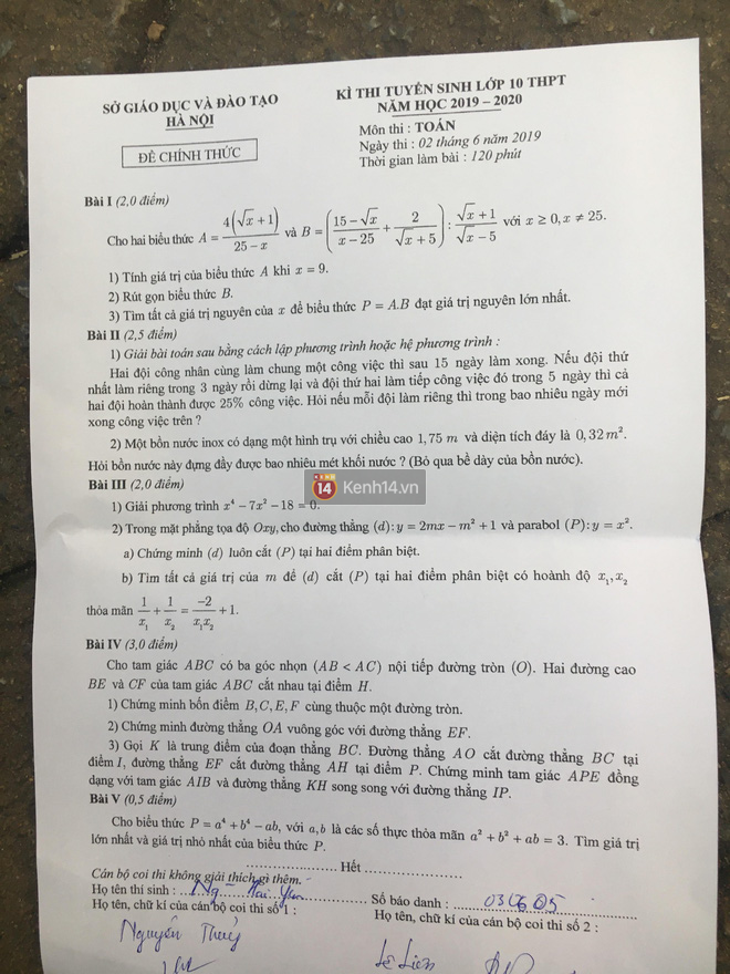 Đề thi môn Toán vào lớp 10 tại Hà Nội 2019: Đề khá dài, xuất hiện câu lạ khiến thí sinh bối rối-1